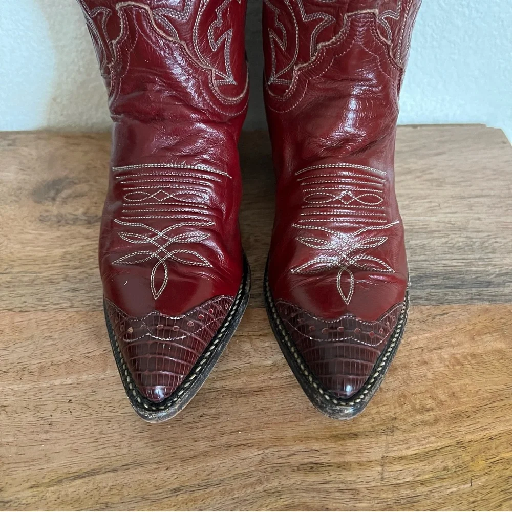 Justin Deep Red Leather Talk Boots Style J7521 Size 3C